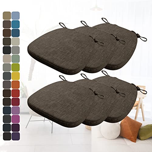 Kimgull 6er Set Stuhlkissen mit Bändern Bequeme Waschbare Rutschfestes Sitzkissen Ideal für zu Hause und Gartendekoration, viele Farben und Größen zur Auswahl (40X38X3CM Dunkelbraun) von Kimgull