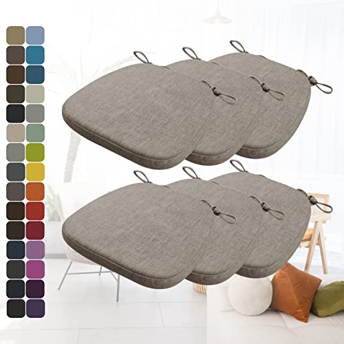 Kimgull 6er Set Stuhlkissen mit Bändern Bequeme Waschbare Rutschfestes Sitzkissen Ideal für zu Hause und Gartendekoration, viele Farben und Größen zur Auswahl (40X38X3CM Hellbraun) von Kimgull