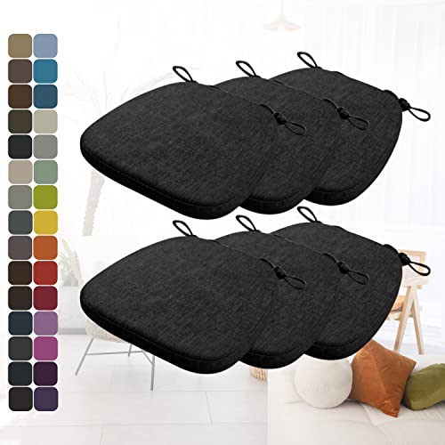 Kimgull 6er Set Stuhlkissen mit Bändern Bequeme Waschbare Rutschfestes Sitzkissen Ideal für zu Hause und Gartendekoration, viele Farben und Größen zur Auswahl (40X38X3CM Schwarz) von Kimgull