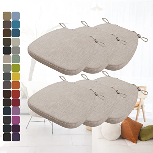 Kimgull 6er Set Stuhlkissen mit Bändern Bequeme Waschbare Rutschfestes Sitzkissen Ideal für zu Hause und Gartendekoration, viele Farben und Größen zur Auswahl (40X38X3CM Taupe) von Kimgull