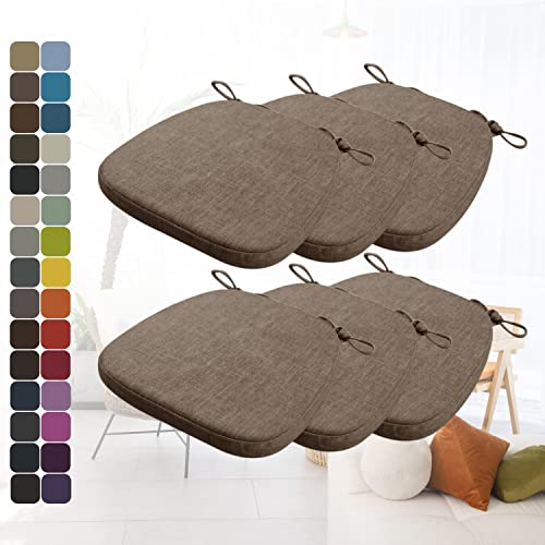 Kimgull 6er Set Stuhlkissen mit Bändern Bequeme Waschbare Rutschfestes Sitzkissen Ideal für zu Hause und Gartendekoration, viele Farben und Größen zur Auswahl (40x38x5CM Braun) von Kimgull