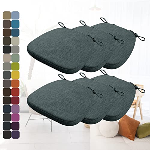 Kimgull 6er Set Stuhlkissen mit Bändern Bequeme Waschbare Rutschfestes Sitzkissen Ideal für zu Hause und Gartendekoration, viele Farben und Größen zur Auswahl (40x38x5CM Dunkelgrau Blau) von Kimgull