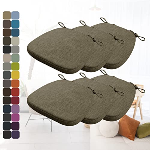 Kimgull 6er Set Stuhlkissen mit Bändern Bequeme Waschbare Rutschfestes Sitzkissen Ideal für zu Hause und Gartendekoration, viele Farben und Größen zur Auswahl (40x38x5CM Hanfbraun) von Kimgull