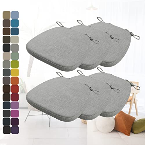 Kimgull 6er Set Stuhlkissen mit Bändern Bequeme Waschbare Rutschfestes Sitzkissen Ideal für zu Hause und Gartendekoration, viele Farben und Größen zur Auswahl (43x42x3CM Grau) von Kimgull