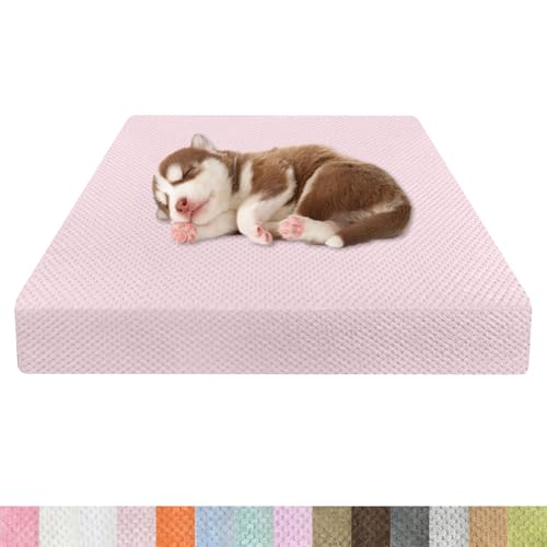 Kimgull Orthopädisches Hundebett Ananasstoff Hundematte 35D Schwamm Hundesofa Dog Bed rutschfest und Komfortabel Hundecouch Grosse Hunde mittelgroße Kleine 60x45x15cm Farbe28 Hellrosa von Kimgull