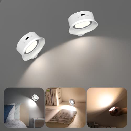 Kimimara Akku Wandleuchte - LED Wandlampe Innen Wand Lampe 5 Helligkeitsstufen Wireless USB Aufladbar Bedside Lamp Treppenhausflur Kabellos Wandleuchten,Weiß,2 Stück von Kimimara