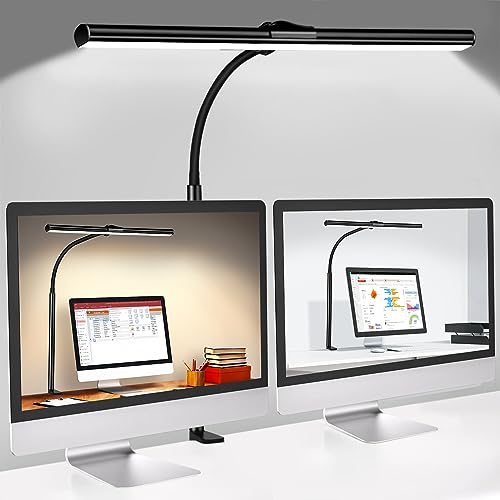 Schreibtischlampe LED Dimmbar - Schreibtisch Lampe Klemmbar Augenschutz Tischlampe Monitor Buero Desk Schwanenhals Klemmleuchte 5 Farbtemperatur 5 Helligkeitsstufen Architektenlampe von Kimimara