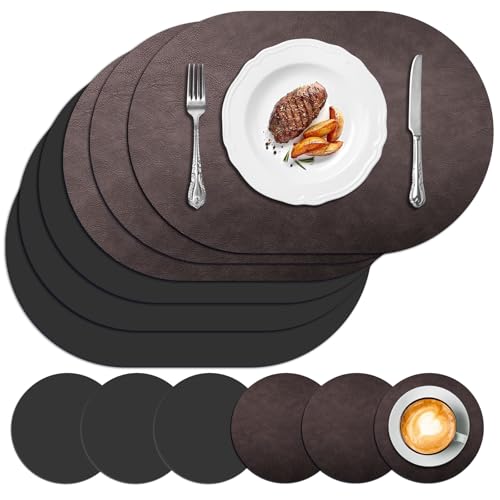 Washable Platzsets Untersetzer 6 Set Tischsets Abwaschbar wasserdicht,Doppelseitiges Zweifarbiges Rutschfestes Tischset,Hitzebeständige Untersetzer für Esstische,Für den täglichen Gebrauch geeignet von Kimimara