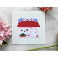 Blumenladen 5x5 Kunstdruck | Kleingedrucktes Schaufensterillustration von KimistryFX