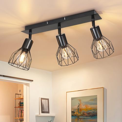 Kimjo LED Deckenstrahler 3 Flammig Schwenkbar - Deckenstrahler Schwarz Strahler Deckenleuchte - Deckenlampe 3 Flammig E14 Deckenlampe Spots - Küchenlampe Decke Spotbalken Nein Leuchtmittel von Kimjo