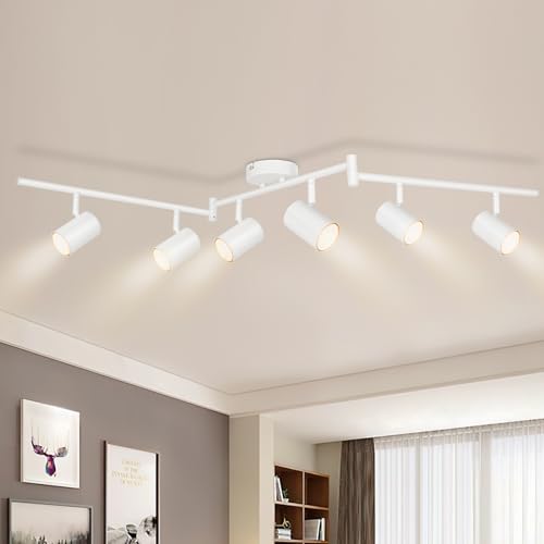 Kimjo LED Deckenstrahler 6 Flammig - Deckenlampe Weiß GU10 LED Deckenleuchte Strahler - Modern Deckenspot 230V für Wohnzimmer Schlafzimmer Küchen - Max.50W Nein Leuchtmittel von Kimjo