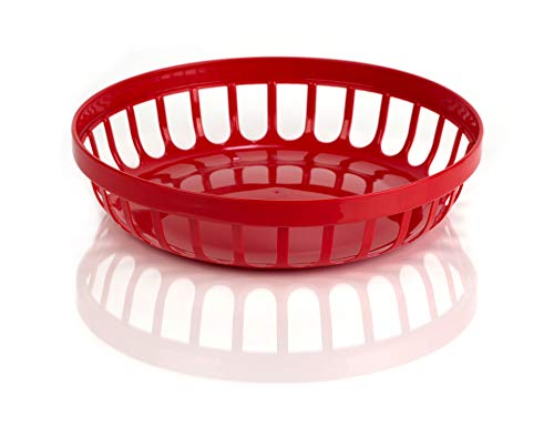 Brötchenschale Obstkorb Servierkörbchen Obstschale Brotschale Brötchenkorb Brotkorb Schale Mehrweg Plastikgeschirr bruchsicher stapelbar, Kunststoff, Rot von Kimmel