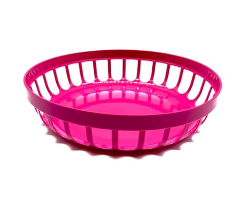 Kimmel Brötchenschale Obstkorb Servierkörbchen Obstschale Brotschale Brotkorb Schale Mehrweg Plastikgeschirr bruchsicher stapelbar, Kunststoff, Fuchsia von Kimmel