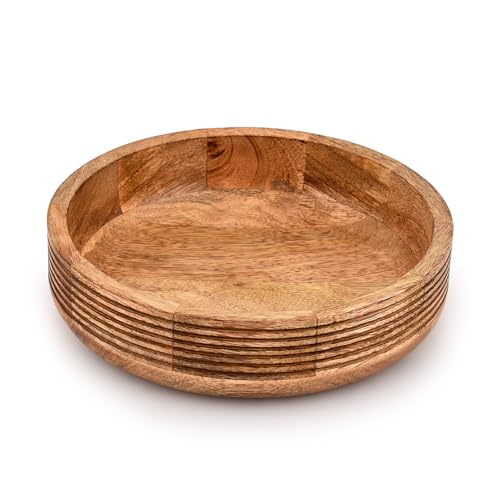 Kimona Fruit Bowl Mango Wood Serving Bowl For Home Kitchen Fruits Salads Multipurpose Hand Made Antique Wooden Fruit Bowl (10" x 10" x 2.5") von Kimona