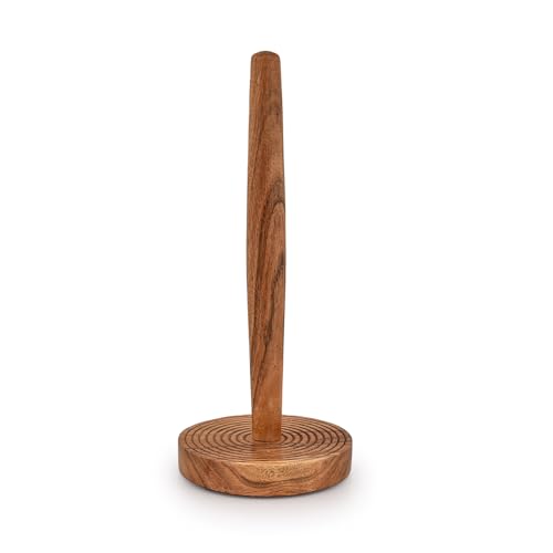 Kimona Paper Towel Holders Iron & Acacia Wood Kitchen Paper Holder Countertop Stand up Towels Roll Stand Free-Standing for Kitchen (12.7cm x 12.7cm x 30.48cm) von Kimona