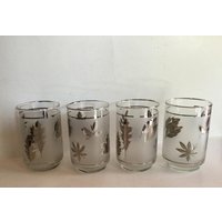 Vintage Libbey Starlyte Trinkgläser Silberblätter 4Er Set Mixgetränke 1950Er 1960Er Barware Klar - & Frostglas Retro von KimsKreations17