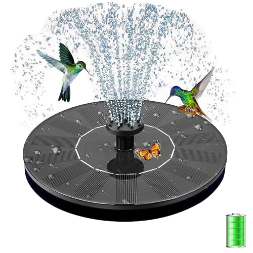 Solar Springbrunnen mit 3.5 Watt, 1200mAh Akku, 2025 Upgrade Solar Teichpumpe Wasserpumpe - Arbeiten an Trüben Tagen, Solar Schwimmender Fontäne Pumpe mit 6 Düsen für Garten,Vogel-Bad,Fisch(18cm) von Kimuwote