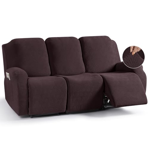 KinCam Stretch sesselschoner mit armlehne, ohrensessel überzu, sesselschoner für relaxsessel und Fernsehsessel, weich waschbar Sofa bezug für Kinder, Hund und Haustieres (3-Sitzer, Kaffee) von KinCam