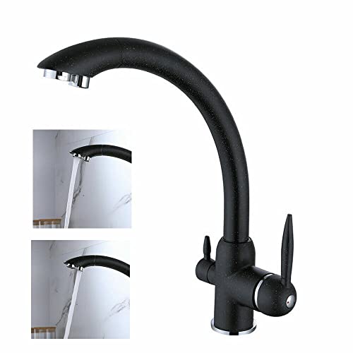 3 Wege Küchenarmatur Wasserhahn Spültischarmatur Einhebel Mischbatterie | Retro Schwarz Küchenarmatur | 360° Hoch Wasserhahn Küchenarmatur Spüle | Spülenarmatur Messing von KinHall
