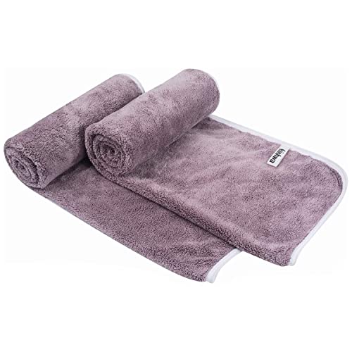 KinHwa 2er Pack Microfaser Handtücher, Stark Wasserabsorbierendes Mikrofaser Handtuch, Mikrofaser Badetuch, Super Weich Duschtücher, Schnelltrocknend & Saugstark, 40cm x 76cm, Violett von KinHwa