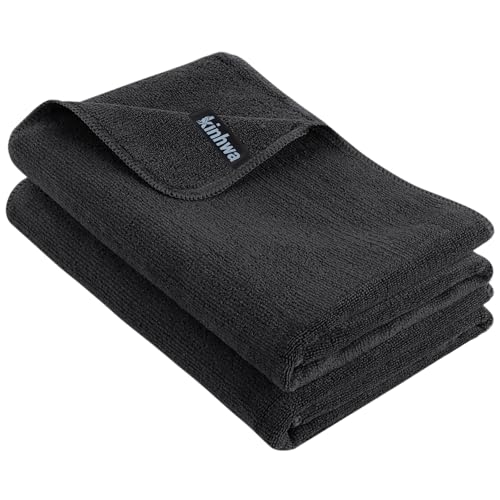 KinHwa 2er-Pack mikrofaser Handtuch (50x 100 cm) – Weich, hochsaugfähig & schnell trocknend handtücher（schwarz） von KinHwa