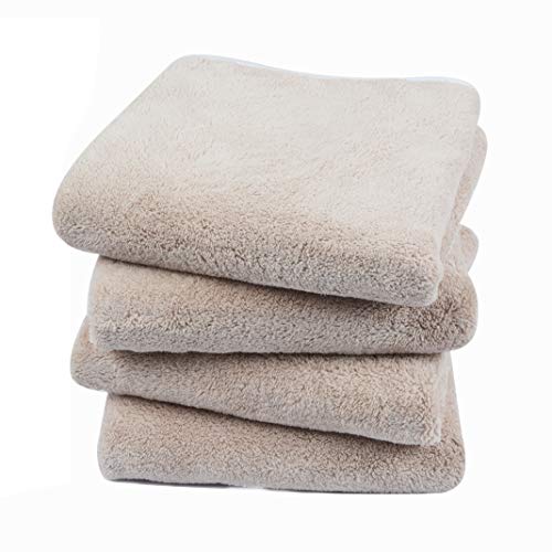 KinHwa 4er Pack Mikrofaser Handtuch Haare, Microfaser handtücher, Stark Wasserabsorbierendes Mikrofaser Badetuch, Weiche Duschtücher, Schnelltrocknend & Saugstark, 40cm x 76cm, Hellbraun von KinHwa