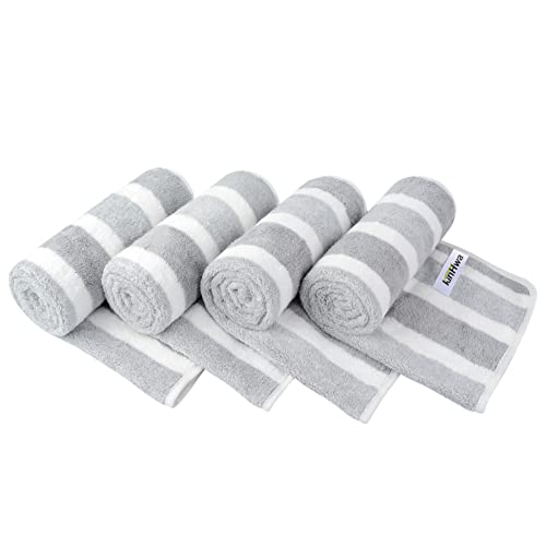 KinHwa 4er Pack Microfaser Handtücher, Stark Wasserabsorbierendes Mikrofaser Handtuch, Mikrofaser Badetuch, Super Weich Duschtücher, Schnelltrocknend & Saugstark, 40cm x 76cm, Hellgrau von KinHwa