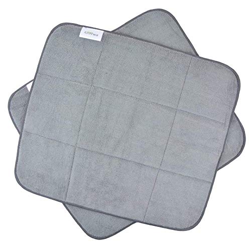 KinHwa Abtropfmatte Mikrofaser Geschirr für die Küche 40x46CM 2 Stück Saugfähige Abtropfmatte Silikon Geschirrabtropfmatte zum Trocknen von Gläsern, Teller, Schnelltrocknend Pflegeleicht Dunkelgrau von KinHwa