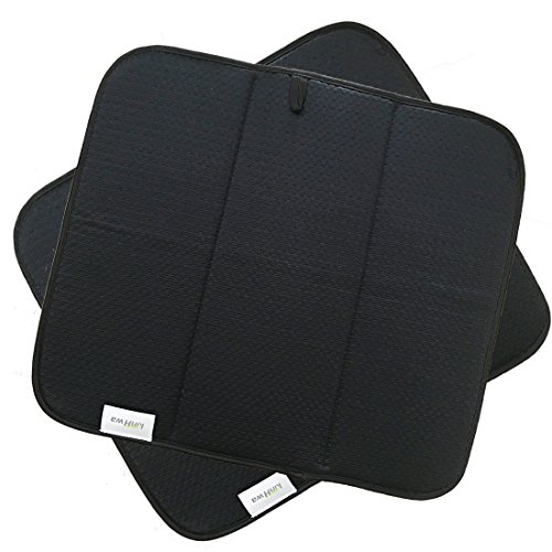 KinHwa Abtropfmatte Schwarz Mikrofaser Geschirr für die Küche 40x46CM,2 Stück Saugfähige Abtropfmatte Silikon Geschirrabtropfmatte zum Trocknen von Gläsern, Teller, Schnelltrocknend und Pflegeleicht von KinHwa