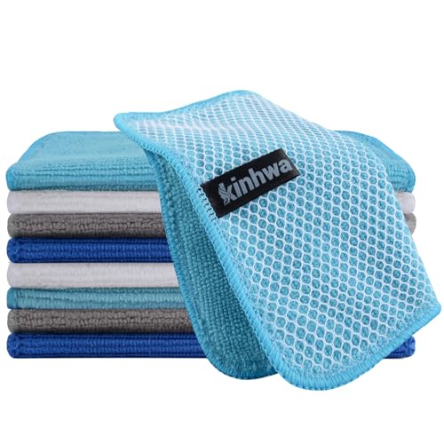 KinHwa Küchen-Waschlappen für Geschirr, saugfähige Mikrofaser-Geschirrtücher, schnell trocknend, mit Poly-Scheuerseite, ideal für Küchenreinigung und Haushalt (verschiedene Farben #2, 17,8 x 17,8 cm KinHwa Küchen-Waschlappen für Geschirr, saugfähige Mikrofaser-Geschirrtücher, schnell trocknend, mit Poly-Scheuerseite, ideal für Küchenreinigung und Haushalt (verschiedene Farben #2, 17,8 x 17,8 cm von KinHwa