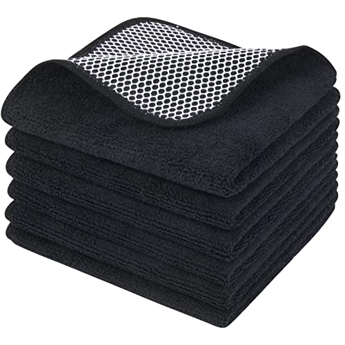 Kinhwa Barista Tuch-6 Stück schwarz - Barista Handtücher extrem saugstark 30x30cm-Kaffeemaschine Reinigungstuch pültücher -Mikrofaser Putzlappen Geschirrtucher - für Küchen, Autopflege, Haushalt, Büro von KinHwa
