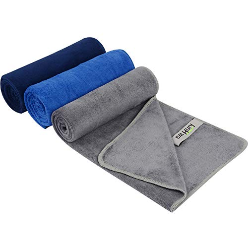 KinHwa Mikrofaser Handtücher Ideal als Sporthandtuch, Fitnesshandtuch, Strandtuch, Badetuch, Yogatuch, Reisehandtuch für Sport, Trekking,Reisen und Camping (40cm x 80cm, Dunkelblau+Navy blau+Grau) von KinHwa