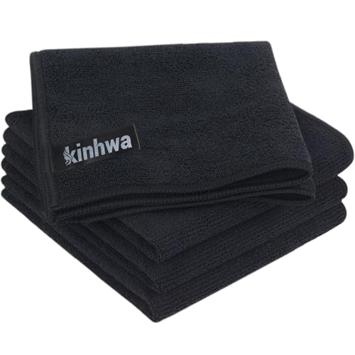 KinHwa Barista Tuch-4 Stück schwarz - Barista Handtücher extrem saugstark 30x30cm-Kaffeemaschine Reinigungstuch pültücher -Mikrofasertücher von KinHwa