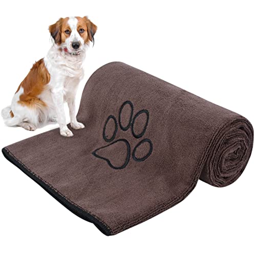 KinHwa Hundehandtuch extra saugfähig groß XXL 76cmx127cm 1 Pack Mikrofaser Handtücher für Hunde und Katzen Haustierhandtuch Schnelltrocknend & weich Mikrofasertücher Waschbar & langlebig, Braun von KinHwa