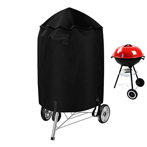 KinMokusei Grill Abdeckhaube, Rund Grillabdeckung 210D Oxford Gasgrill Abdeckplane Wasserdicht Reißfest UV-Beständiges Abdeckung Kugelgrill mit Seitengurt und Aufbewahrungstasche (58 * 77cm) von KinMokusei