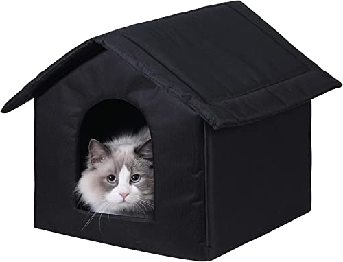 KinMokusei Katzenhaus Für Draußen Winterfest Wasserdicht Und Warm katzenhöhle Für Katzen mit Abnehmbarem Matte, Faltbares Pet Outdoor House Für Streuner Haustiere (M) von KinMokusei