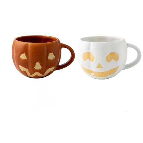 Kürbis Tasse aus Keramik, Halloween Kürbis Kaffeetasse | Niedliche Halloween Herbst Tasse Kaffeebecher Pumpkin Mug Home Deko Halloween Geschenke für Freunde von KinMokusei