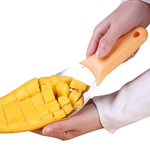 KinMokusei Mangoschneider, Edelstahl Mangoteiler Klinge,Multifunktion Obst Werkzeug Küchenhelfer Melon Ball Fruit Scoop Cutter Set, Fruchtschnitzmesser,Schnitzmesser für DIY-Obstsalate (silver) von KinMokusei