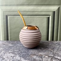 Handgemachte Yerba Mate Tasse, Keramik Tasse in Matt Grau von KinaCeramics