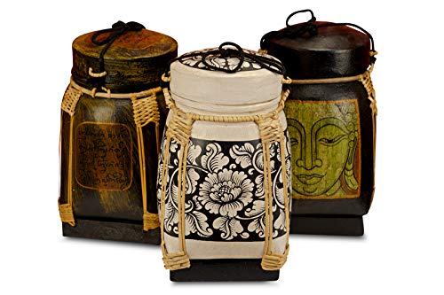 Bambus Reis Korb - Vorratsbehälter - 42 cm Groß - Vorratsdose für Küche, Kinderzimmer oder auch Badezimmer von Kinaree