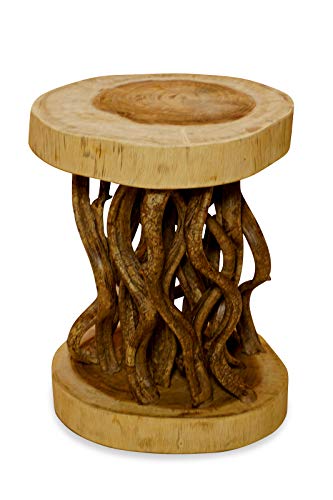 Kinaree Holz Beistelltisch KONA - 45 x 35 cm Holz Tisch aus Suar Holz und Lianen als Blumenständer oder Nachttisch von Kinaree