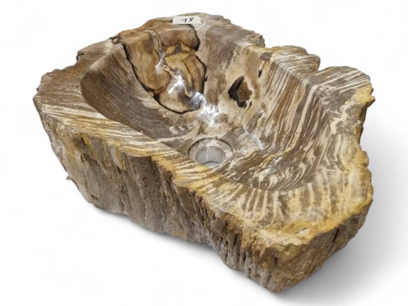 Kinaree Aufsatzwaschbecken Versteinertes Holz Waschbecken #18, poliert, Naturstein, Braun, Beige, Bruchstein Optik Kinaree Aufsatzwaschbecken Versteinertes Holz Waschbecken #18, poliert, Naturstein, Braun, Beige, Bruchstein Optik von Kinaree