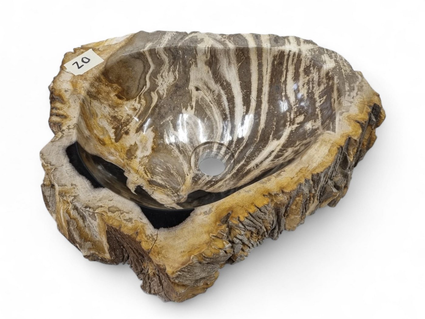 Kinaree Aufsatzwaschbecken Versteinertes Holz Waschbecken #20, poliert, Naturstein, Braun, Beige, Bruchstein Optik Kinaree Aufsatzwaschbecken Versteinertes Holz Waschbecken #20, poliert, Naturstein, Braun, Beige, Bruchstein Optik von Kinaree