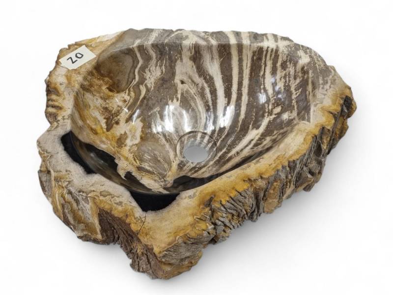 Kinaree Aufsatzwaschbecken Versteinertes Holz Waschbecken #20, poliert, Naturstein, Braun, Beige, Bruchstein Optik Kinaree Aufsatzwaschbecken Versteinertes Holz Waschbecken #20, poliert, Naturstein, Braun, Beige, Bruchstein Optik von Kinaree