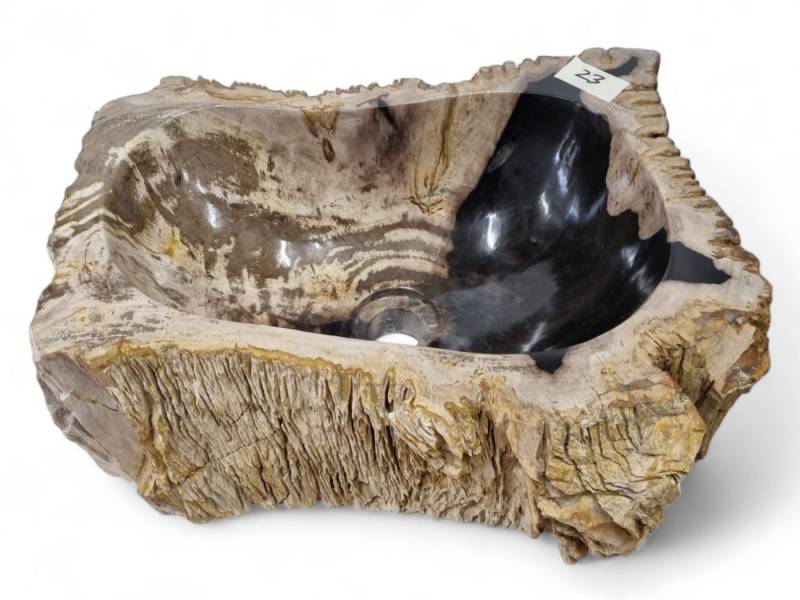 Kinaree Aufsatzwaschbecken Versteinertes Holz Waschbecken #23, poliert, Naturstein, Braun, Schwarz, Bruchstein Optik Kinaree Aufsatzwaschbecken Versteinertes Holz Waschbecken #23, poliert, Naturstein, Braun, Schwarz, Bruchstein Optik von Kinaree
