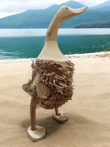Kinaree Bambus Holz Ente mit Wurzel - 40cm Bambus Wurzel Ente - Holz Enten Natur aus Einer Bambuswurzel gefertigt, Dekoration für Wohnzimmer, Badezimmer oder auch Eingangsbereich von Kinaree