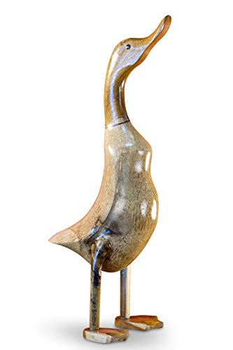 Kinaree Ente aus Bambus - 40cm handgefertigte Holz Figur als Tischdeko, Gartendeko oder Geschenk geeignet von Kinaree