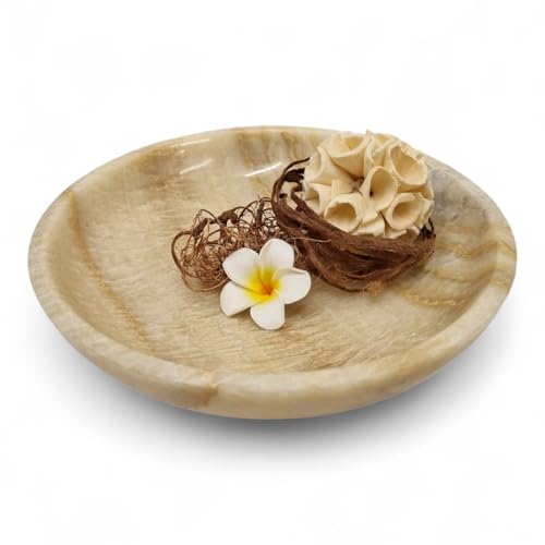 Kinaree Handgefertigte Onyx Marmor Schale – Runde Naturstein-Schale aus Indonesien – Dekoschale, Obstschale oder Schmuckschale – Polierter Naturstein in einzigartiger Maserung und Größen (Ø 30 cm) von Kinaree