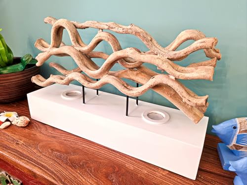 Kinaree Lianen Tischlampe CHUMPHON - 62 cm Leuchte mit indirekter Beleuchtung aus Lianen Holz, geeignet für Wohnzimmer, Flur Schlafzimmer oder auch Bad von Kinaree