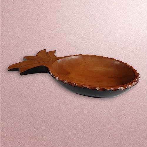 Kinaree Mangoholz Schalen Ananas - Snackschale aus Echtholz - Obstschale in verschiedenen Größen und Mustern, auch als Set zur Dekoration von Küche, Esszimmer oder auch Wohnräumen (Mittel) von Kinaree